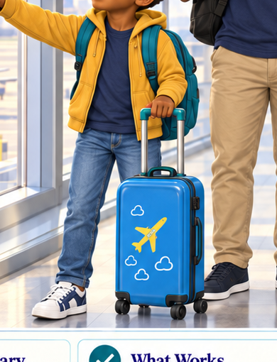 Corrected scene with blue suitcase